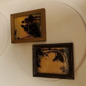 Vintage Silhouette Art | 1933 Reverse Painting on Glass
